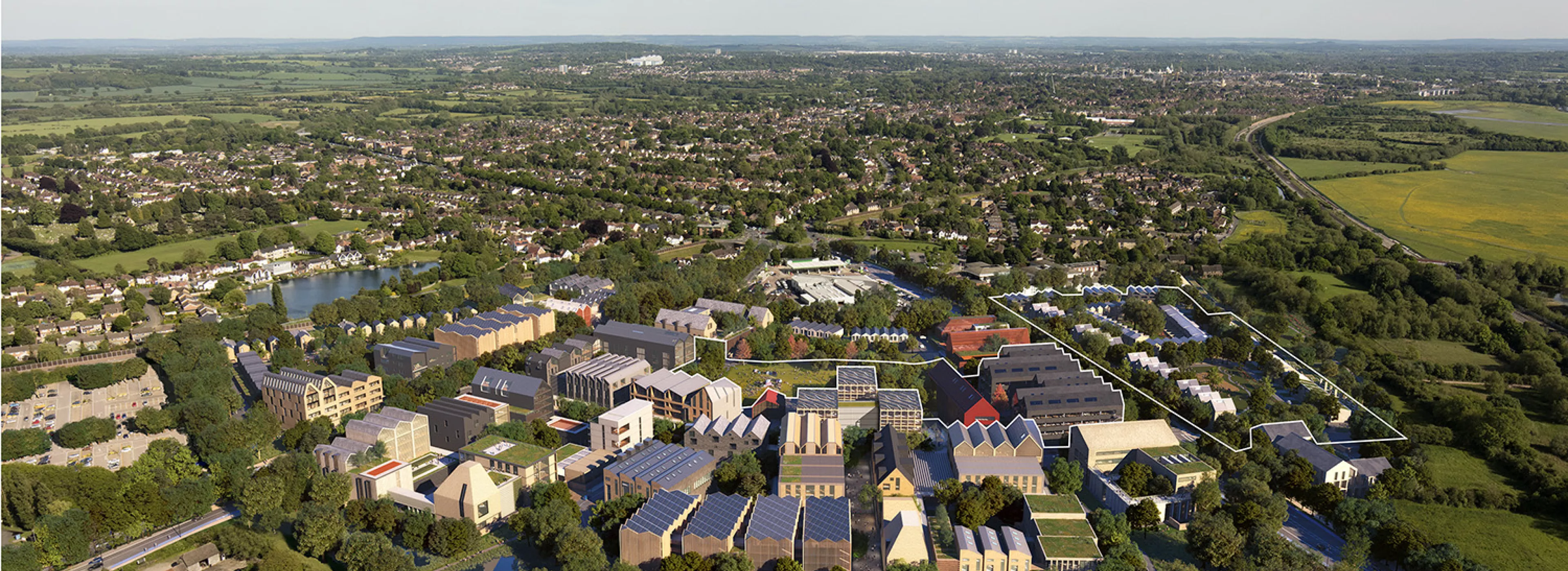 Oxford North day showing Phase 1a Commercial and Phase 1 Canalside Residential