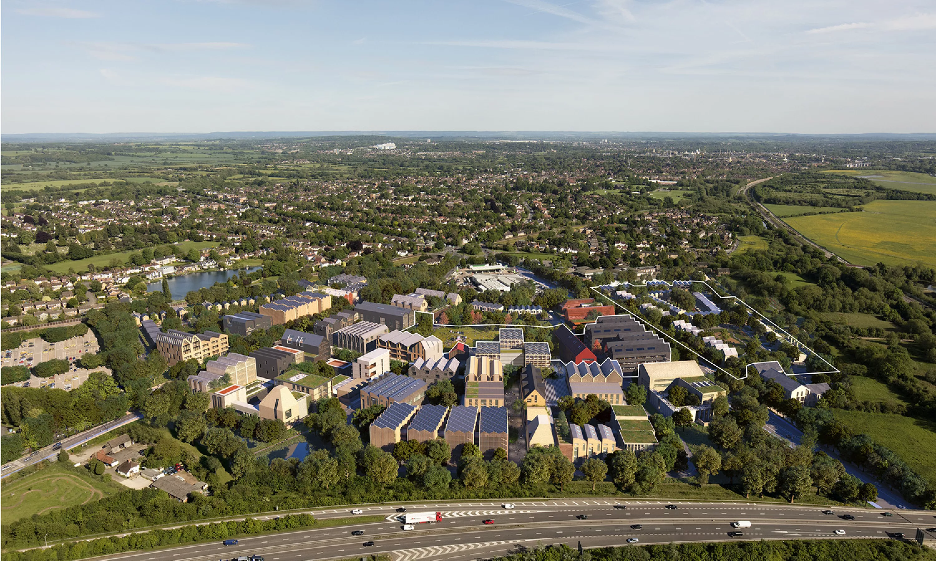 Oxford North day showing Phase 1a Commercial and Phase 1 Canalside Residential